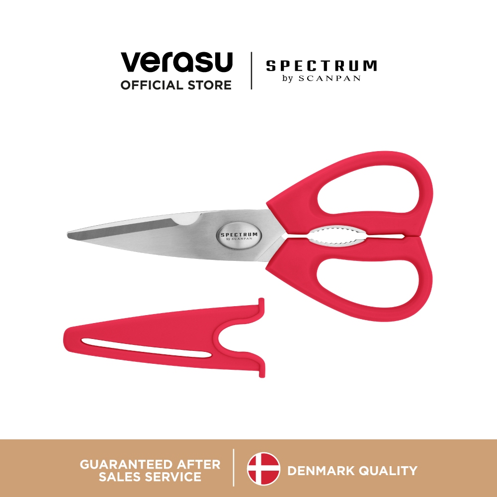 SCANPAN กรรไกรทำครัว ถอดแยกได้ พร้อมปลอก สีแดง Spectrum SCA-70010401