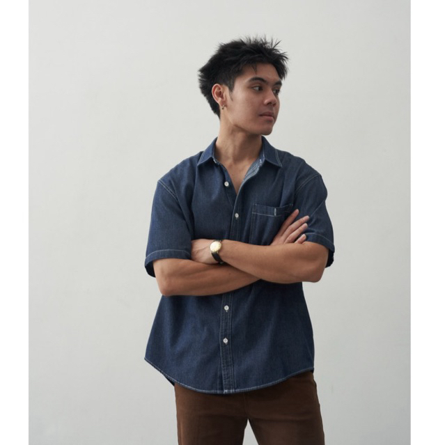 [Code20%ลดเพิ่ม] Summer Denim Shirt เสื้อเชิ้ตแขนสั้นผ้าซอฟต์เดนิม (นุ่มกว่าผ้ายีนส์ทั่วไป) ทรง Regular Fit กระเป๋าอก