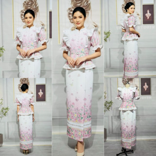 🧡พร้อมส่ง S-4XL🧡ป้าย Love Lady💕Set เสื้อ ผ้าถุง พิมพ์ลายดอกไ…