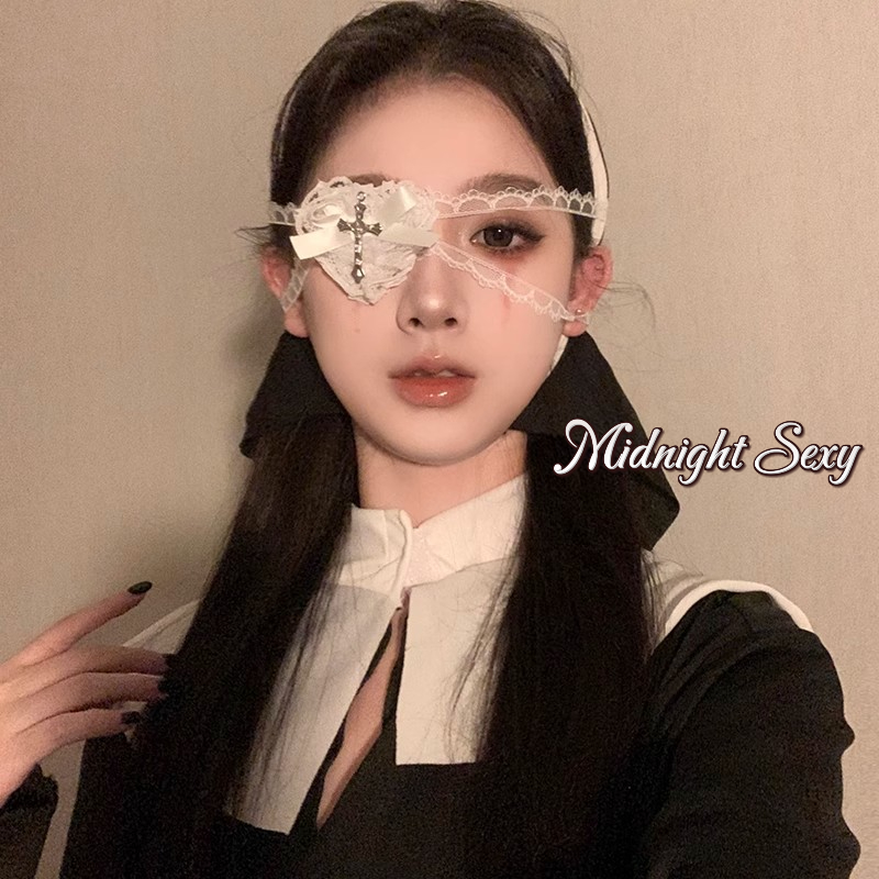 Midnight Sexy หน้ากากปิดตาแบบไขว้ คอสเพลย์ ฮาโลวีน Punk Cross สีดำ สีขาว สำหรับผู้หญิง ส่งไวจากไทย COD