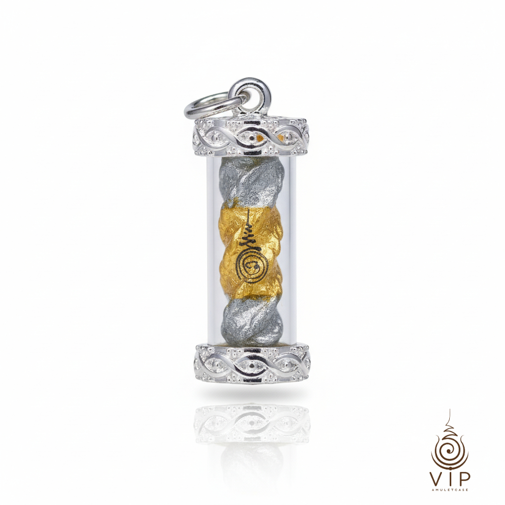 (แท้100% ) ✨ ตะกรุดเงินไหลนองทองไหลมา ✅ เสริมการเงิน โชคลาภ | Wealth Flow Takrut Amulet | 招财流水符管佛牌(กรอบชุบหนา2เท่า)