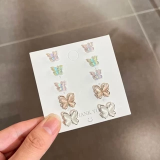 ร้านไทย ส่งไว🌈 ต่างหู ต่างหูผีเสื้อ น่ารัก หลากสี ขนาดเล็ก ต่างหูแฟชั่นเกาหลี แฟชั่น เครื่องประดับผู้หญิง เกาหลี