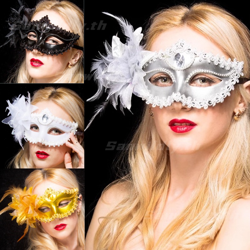 💕SW💕 หน้ากาก แฟนซีดอกไม้ ประดับเพชร สไตล์เวนิส สําหรับเต้นรํา ปาร์ตี้ งานแต่งงาน  หน้ากากตกแต่งงานปาร์ตี้ ถูกสุดๆ