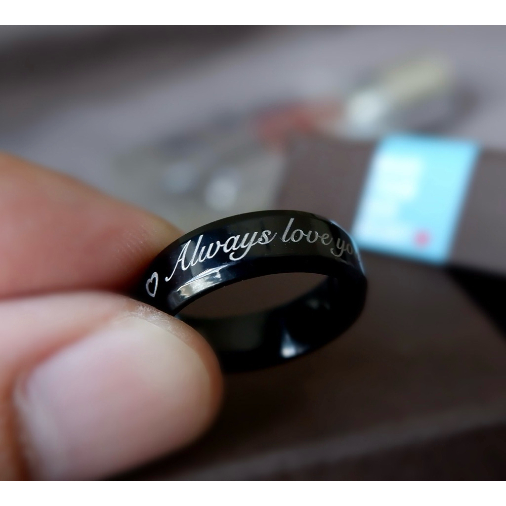 12april : Deep Ring Stainless Steel Black 6 มิล (สลักชื่อฟรี)