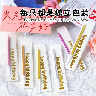 🔥พร้อมส่ง🔥เทียนวันเกิด เทียนดินสอเคลือบมุก เทียนวันเกิดแท่งเดียวสไตล์เกาหลี เทียนปักเค้ก เทียนหลากสี