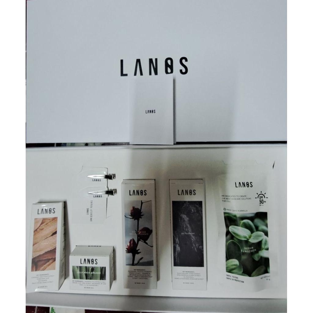 GIFTSETเซทลานอส5ชิ้นใหญ่ชิ้นละ90ผิวแพ้ง่ายLANOSเซรั่ม+มาส์ก+น้ำตบ+CLEANSER+กันแดดแถมกิ้บแถมกล่องใหญ่
