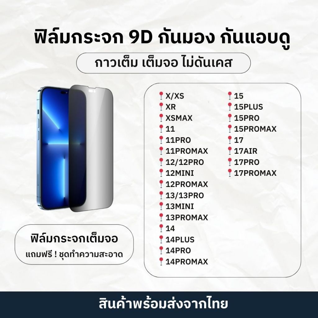 PRIVACY ฟิล์มกันเสือก F-557 F-444 F-558 ฟิล์มกระจกเต็มจอ ฟิล์มกันมอง สำหรับiPhone 11 X Xr 12 13 14 Promax 15 17 Promax