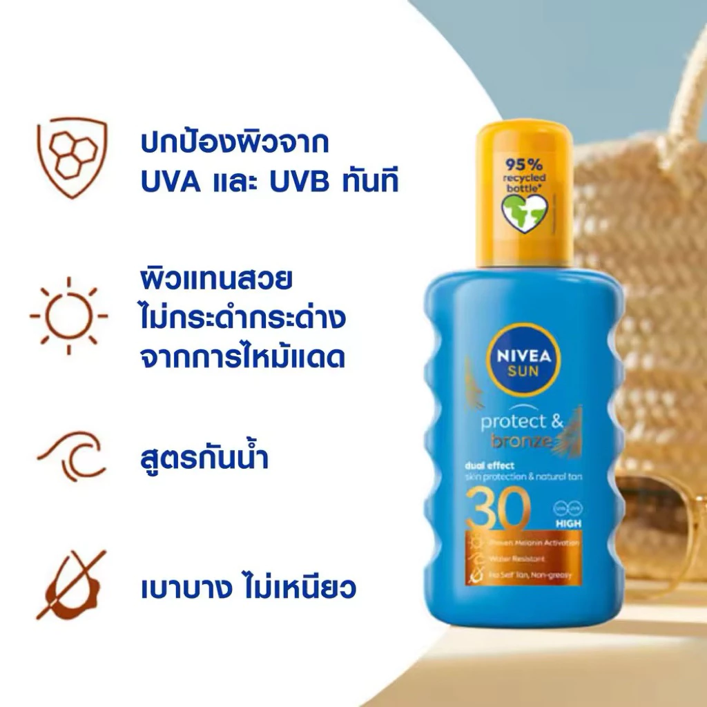 ถูกสุด! แท้ หมดอายุปี27 Nivea นีเวีย ซัน โพรเท็ค แอนด์ บรอนซ์ เอสพีเอฟ30 200 มล.
