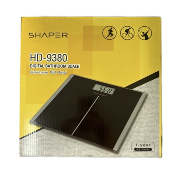 SHAPER เครื่องชั่งน้ำหนักบุคคลแบบดิจิทัล รุ่น HD-9380 สีดำ