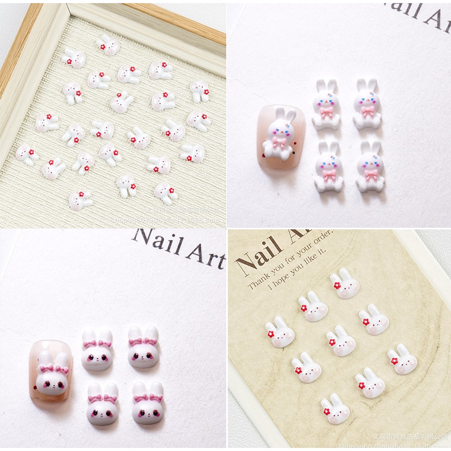 XL2.[ร้านไทย][ถุงละ 20 ตัว] 🐰✨ อะไหล่ติดเล็บเรซิ่นรูปกระต่ายน่ารัก สีหวาน แต่งลุคเล็บให้หวานละมุน 💅💕