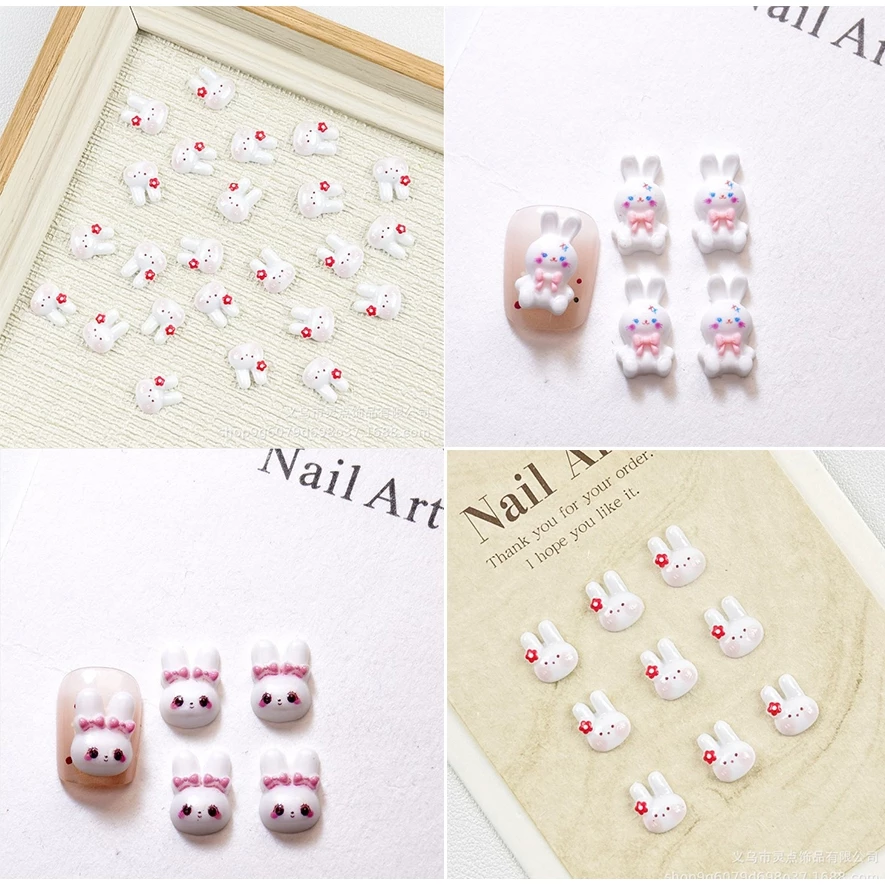 XL2.[ร้านไทย][ถุงละ 20 ตัว] 🐰✨ อะไหล่ติดเล็บเรซิ่นรูปกระต่ายน่ารัก สีหวาน แต่งลุคเล็บให้หวานละมุน 💅💕