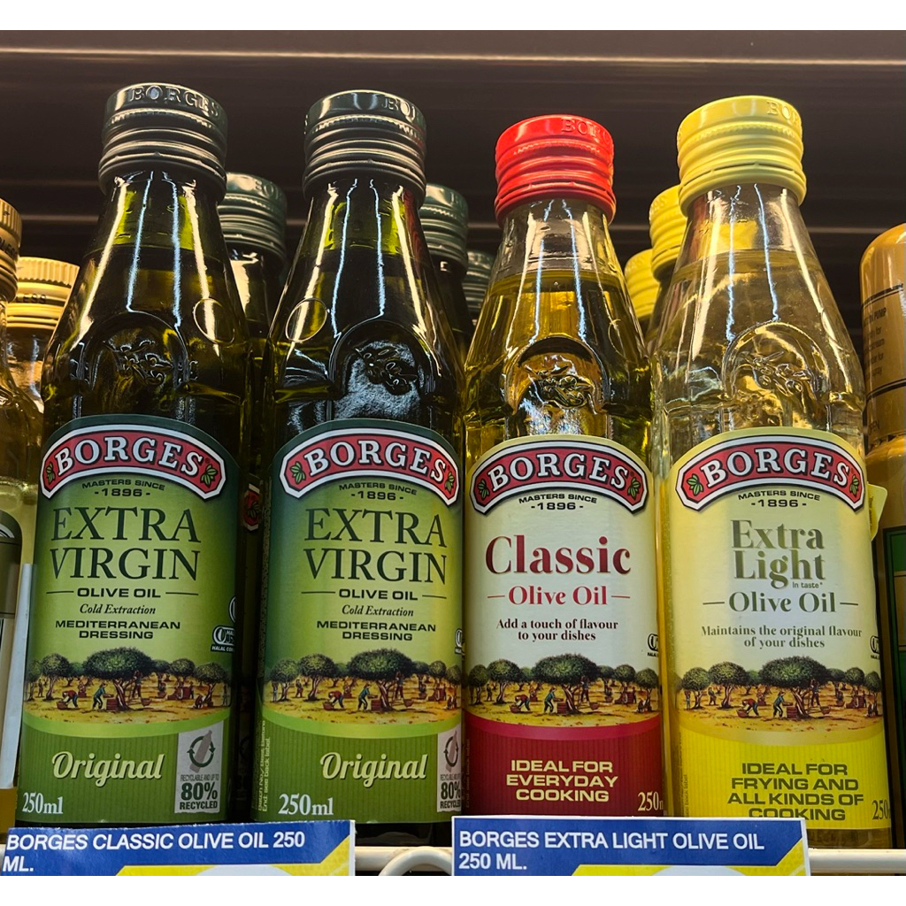 น้ำมันมะกอก Borges ขนาด 250ml./500ml./1L  ทั้ง 3 สูตร Extra Virgin , Extra light และ Classic โบรเกส 
