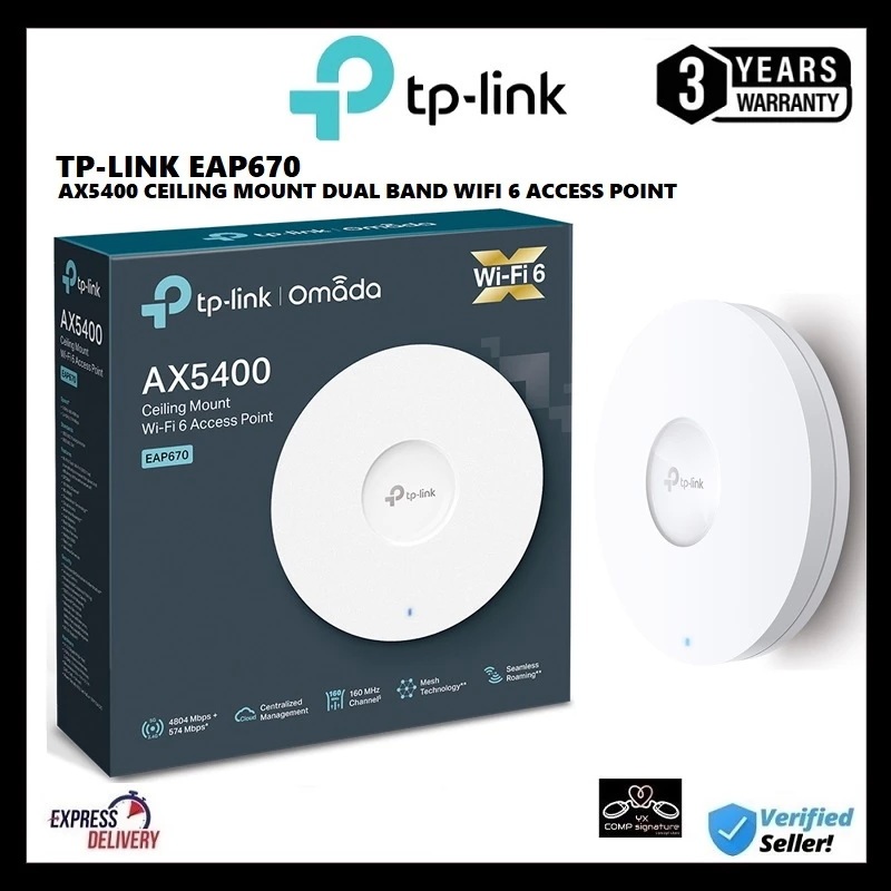 TP-LINK (EAP670) AX5400 Ceiling Mount WiFi 6 Access Point