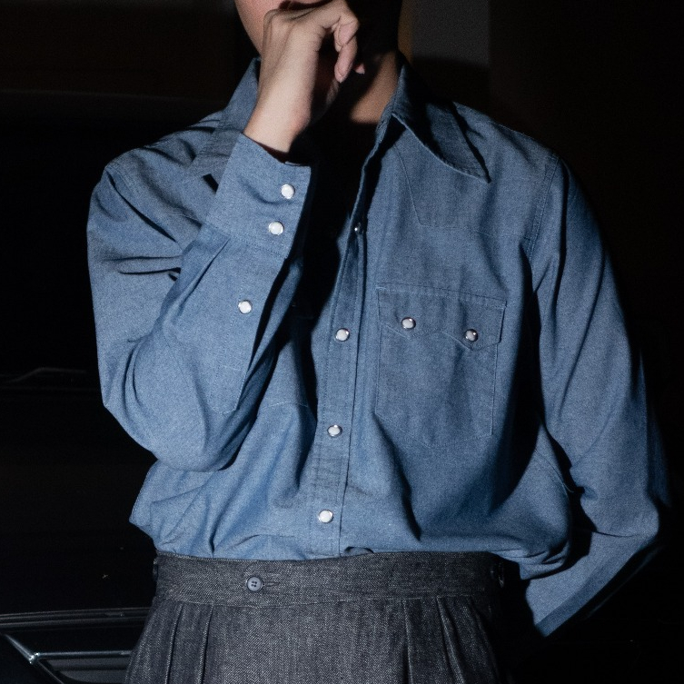 S4WDENIM-INDIGO เสื้อเชิ้ต western style ผ้า Chambray "Indigo"