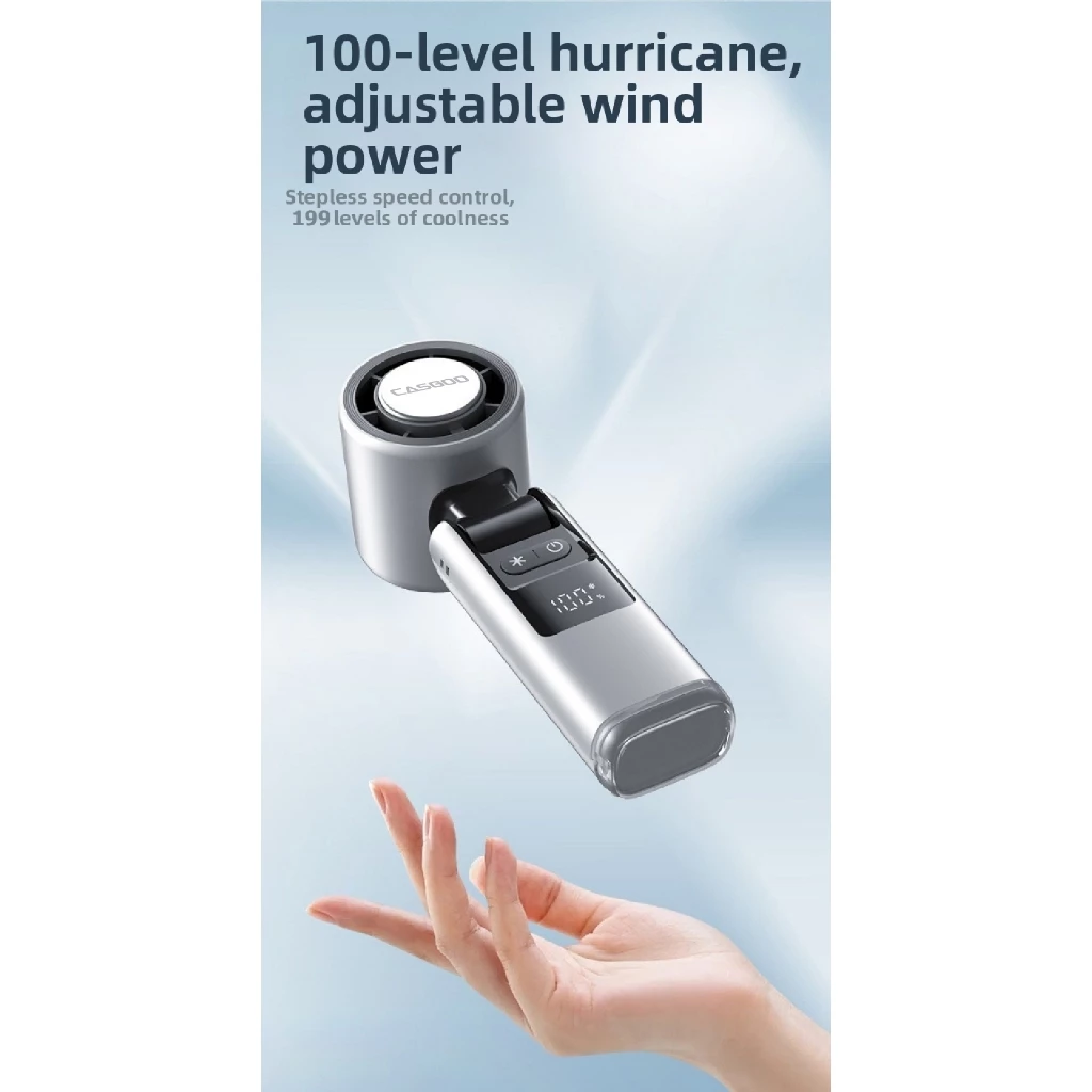CASGOO K801 พัดลมไอเย็น ICE Cooling ปรับลม199ระดับ เย็น16°C มอเตอร์13000rpm แบตใหญ่ ปรับ180° ได้ไฟฉาย สายคล้องฟ thumbnail 9