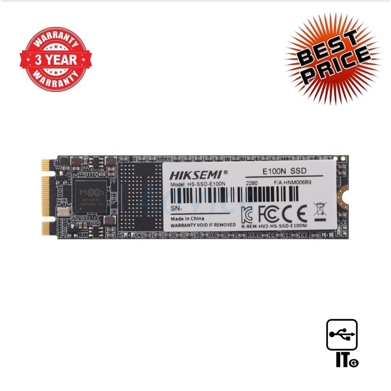 512 GB SSD M.2 SATA HIKSEMI CITY E100N SATA M.2 2280 ประกัน 3Y หรือ 240 TBW ฮาร์ดดิส ประกัน 3Y SSD M