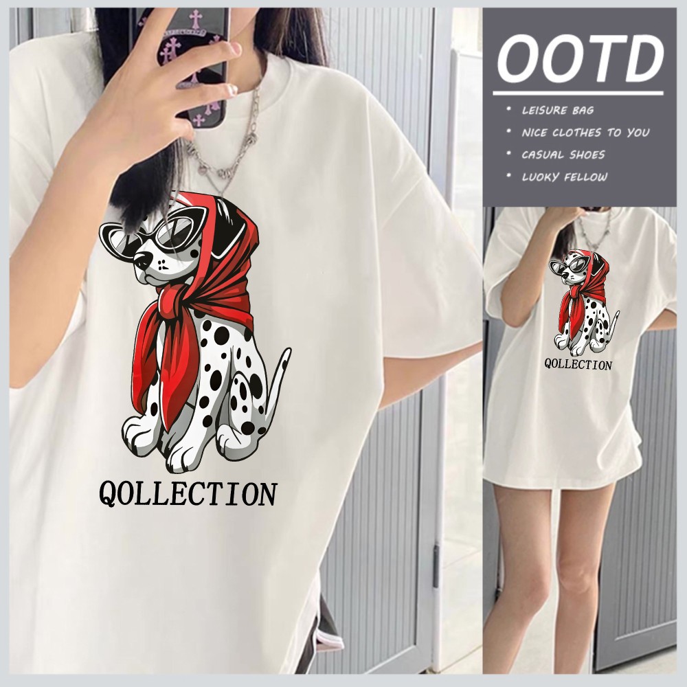 NIUNIU Shirt🔥 เสื้อสีฟอก เสื้อน่ารัก สื้อยืด oversize รูปแบบถนน โคตรนุ่ม ผ้าคอตตอน ลาย "QOLLECTION D