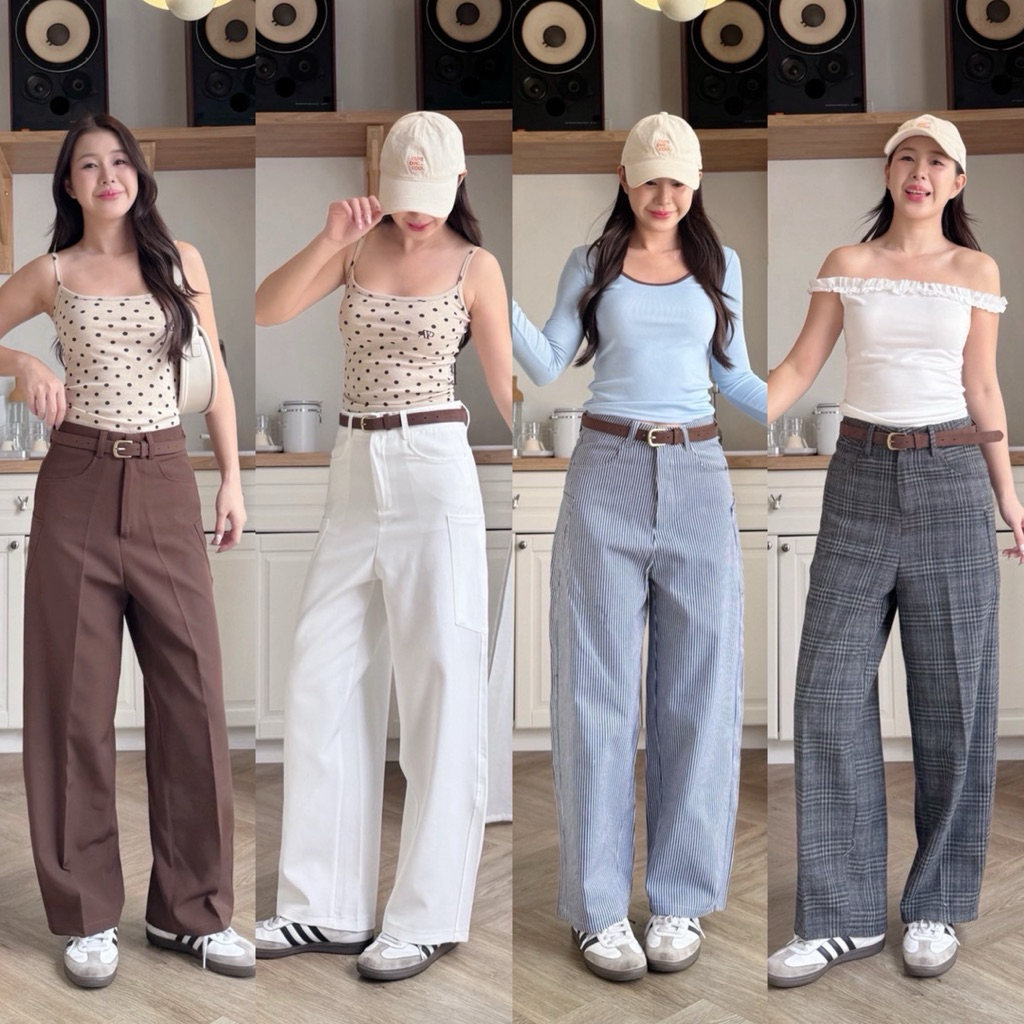 กางเกงขากระบอกเล็ก งานซิปหน้าตะขอ ดีเทลกระเป๋าเฉียงข้างกระเป๋าข้าง2ข้าง🎊🧸✨☁️🛼