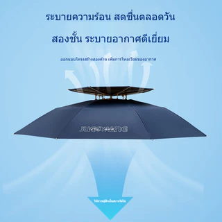 หมวกพับได้ สไตล์ใหม่สำหรับปี 2025 ร่มติดหัว ป้องกันแสงแดดและฝน เหมาะสำหรับกิจกรรมกลางแจ้ง หมวกร่ม 2 ชั้น