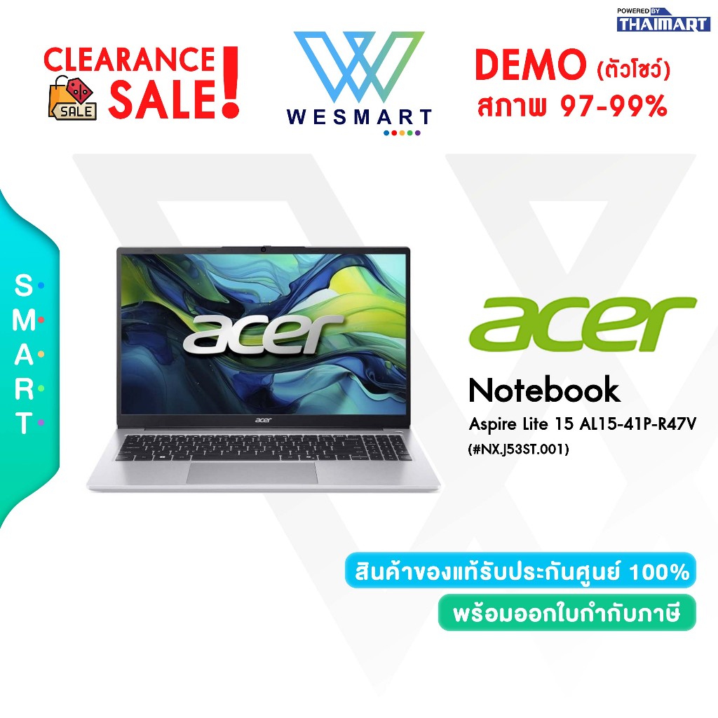 #Demo Acer ASPIRE LITE AL15-41P-R47V (NX.J53ST.001) AMD Ryzen 7 5700U / Warranty 1 year #ตัวโชว์ #De