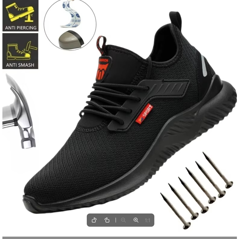 รองเท้าโครงเล็บเหล็ก ขนาด 40-45 ต่อผู้ชาย ต้านเจาะ ตัวรองเท้าป้องกันอันตราย รองเท้าใช้งานปลอดภัย