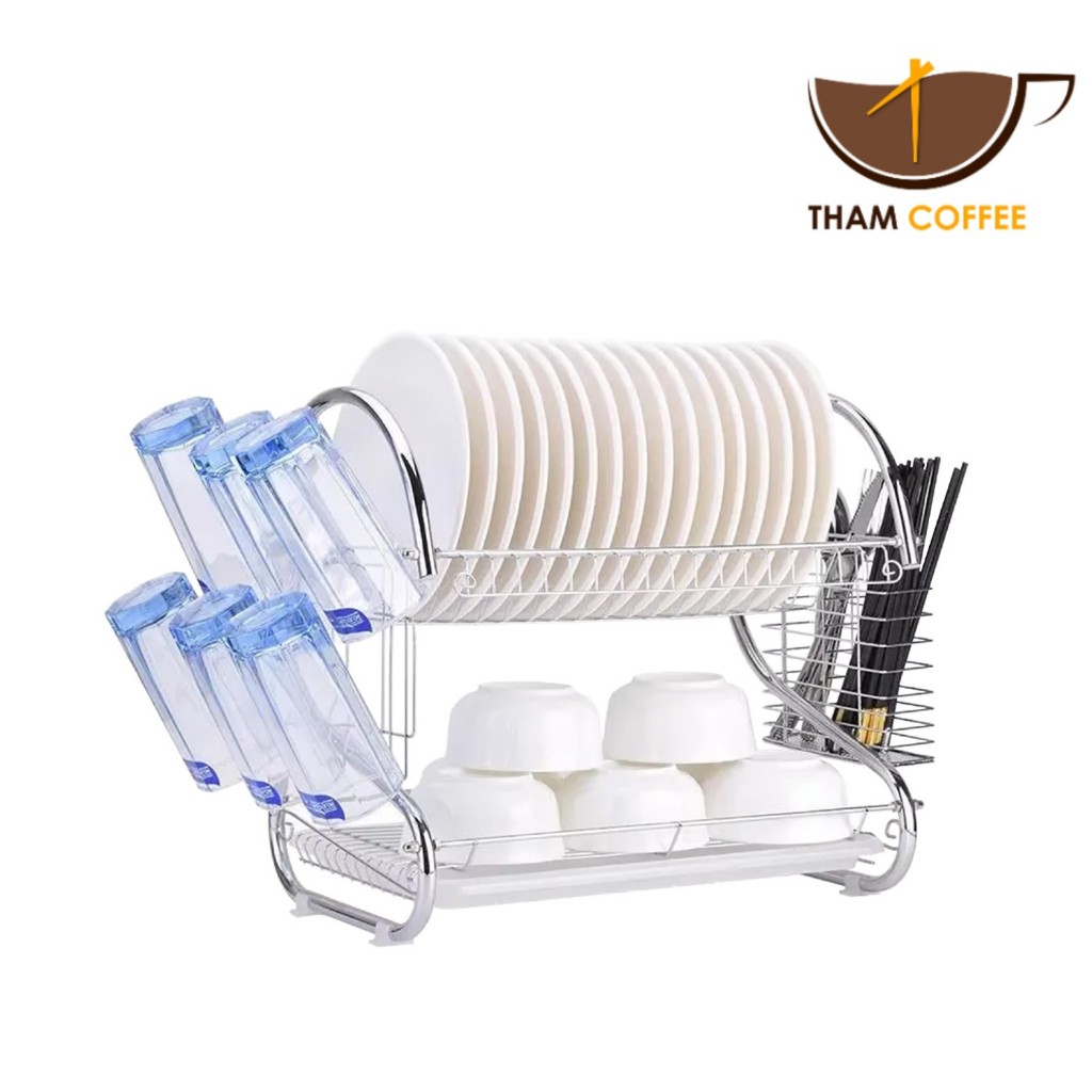 ที่คว่ำจาน 2 ชั้น ที่คว่ำจานสแตนเลส 2ชั้น 35cm 40cm 52cm จัดเก็บจาน ถ้วย  ให้เป็นระเบียบ รับน้ำหนัก3