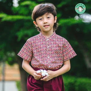 [พร้อมส่ง🇹🇭] เสื้อเด็กชาย คอจีน ลายพิกุลน้อย [24M-12Y] ชุดไทยเด็ก ผ้า 𝙄𝙣𝙙𝙞𝙖 𝙃𝙖𝙣𝙙 𝘽𝙡𝙤𝙘𝙠 𝙋𝙧𝙞𝙣𝙩