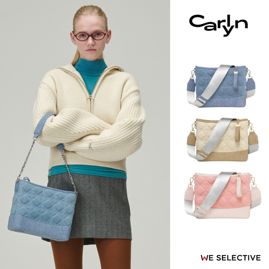 [ของแท้💯/พร้อมส่ง] กระเป๋า Carlyn Reen Denim รุ่นใหม่ กระเป๋าสะพายไหล่ผู้หญิง กระเป๋าสายโซ่+สายผ้า
