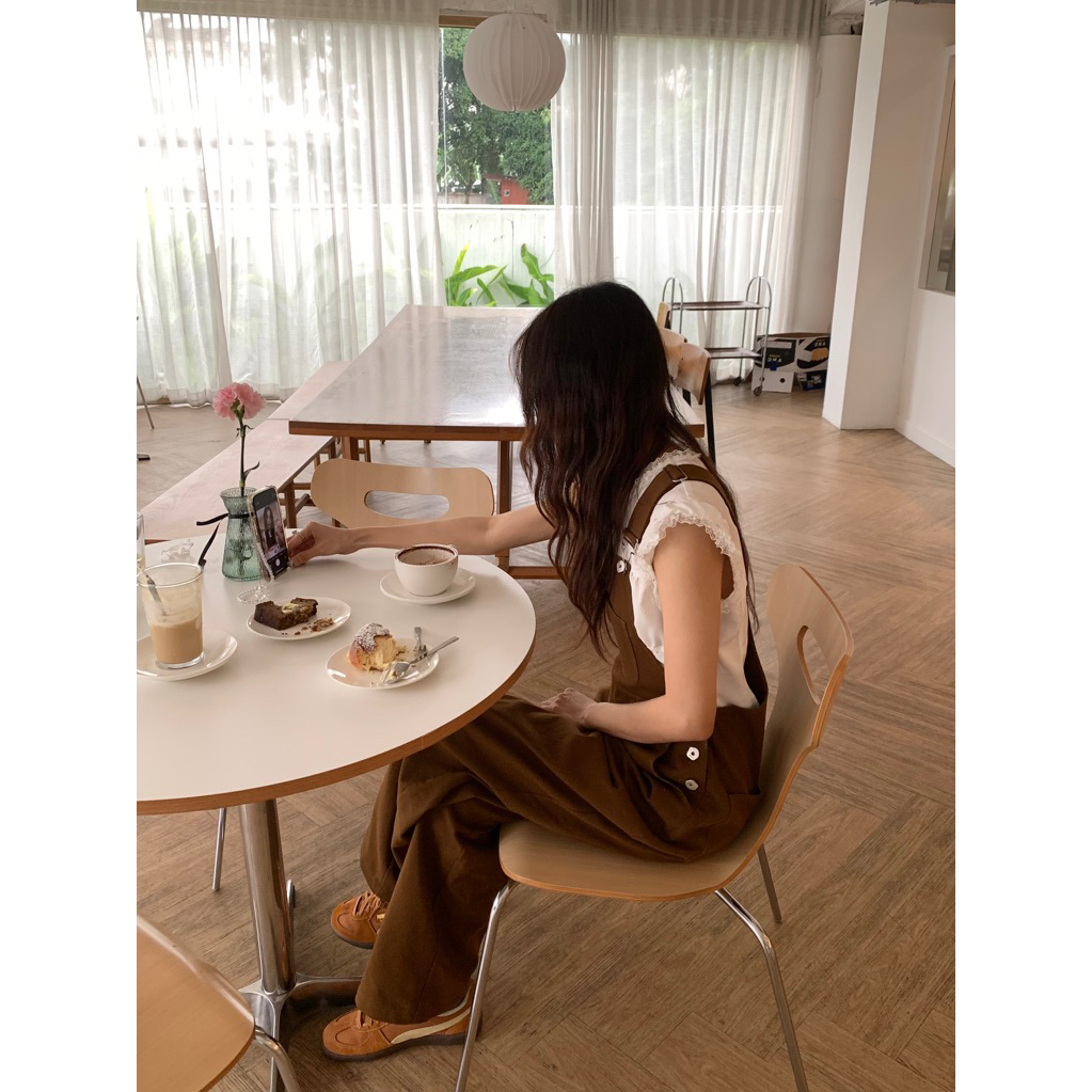 MAGARINES พร้อมส่ง - Harper Overalls เอี๊ยมสีน้ำตาล mocha mousse