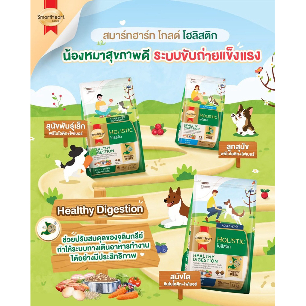 [ สูตรใหม่ ] SmartHeart Gold Holistic dog ระบบขับถ่ายแข็งแรงสำหรับน้องหมาที่ต้องการการดูแลเป็นพิเศษ [400g- 3kg]