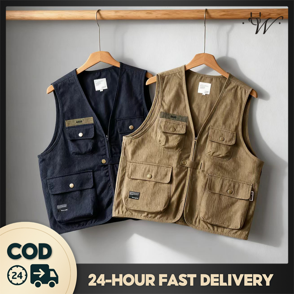 UniWear | คุณภาพสูงเสื้อกั๊ก แคมป์ปิ้ง แขนกุด มีซิปหน้า เดินป่า เที่ยวเขา Camping vest