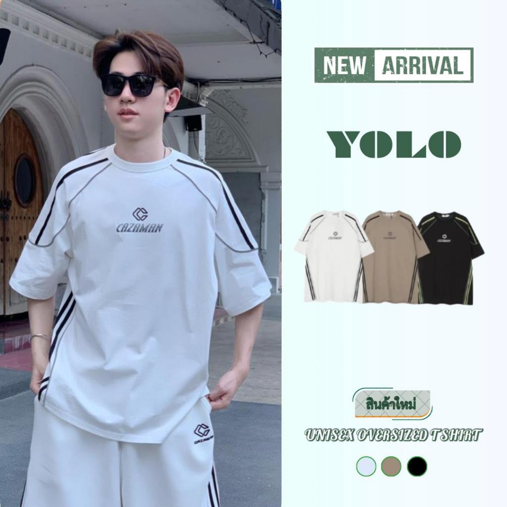 YOLO เสื้อยืดโอเวอร์ไซส์ Oversize คอกลม แนวสปอร์ต (แขนสั้น) ลายพิมพ์ 2284