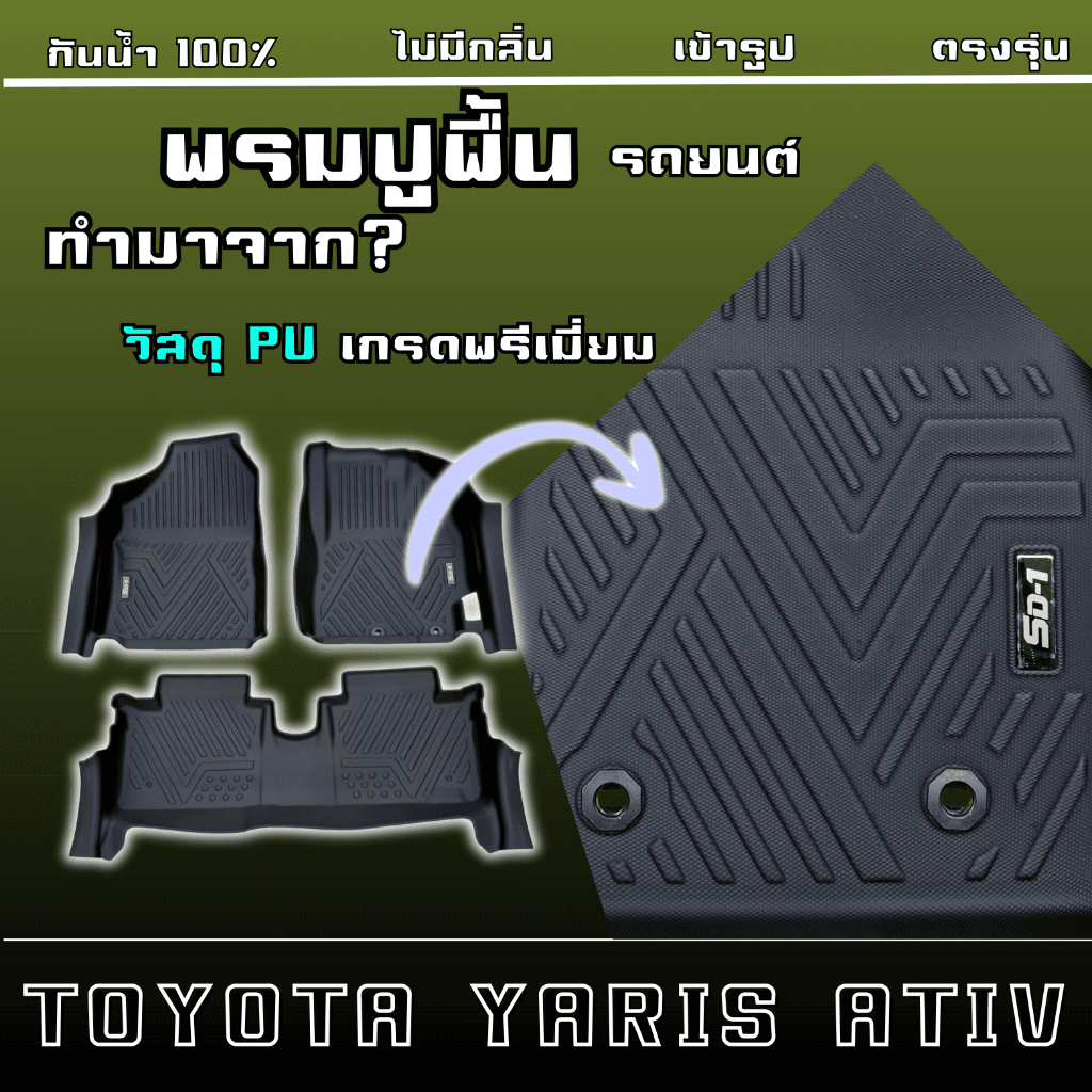 พรมปูพื้นรถยนต์ YARIS  ปี 14-19 (4ประตู/5ประตู) แบรนด์SD-1  เข้ารูปตรงรุ่นไม่มีกลิ่น – โปรปัง
