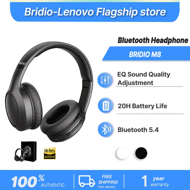 Bridio M8 หูฟังบลูทูธ รองรับ Bluetooth 5.4 3EQ Noise Reduction Headphone Low Latencyหูฟัง with MIC ห