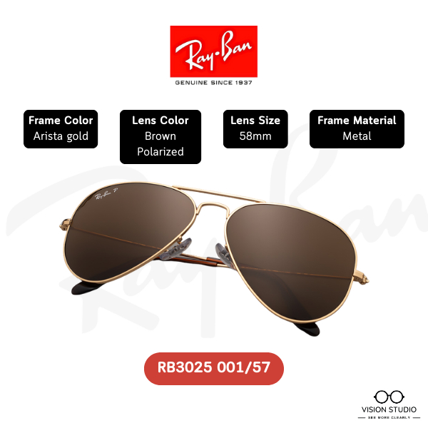 รวมสี/แท้ 100% แว่นกันแดด RayBan RB3025 รุ่น Aviator รับประกัน 2 ปี พร้อมอุปกรณ์ครบ