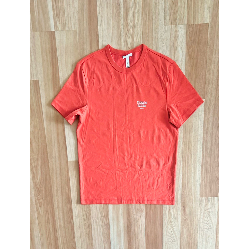 h&m man t shirt สีส้มอ่อน