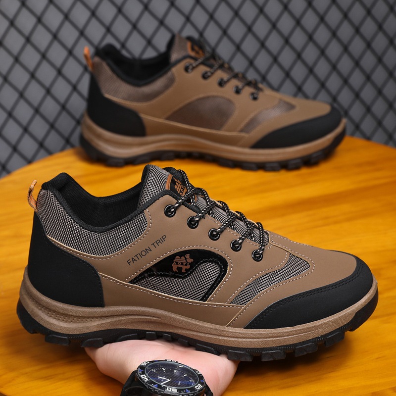รองเท้าผ้าใบผู้ชาย รองเท้าเดินป่าแบบลำลอง กันลื่น ทนทานต่อการสึกหรอ สวมใส่สบาย