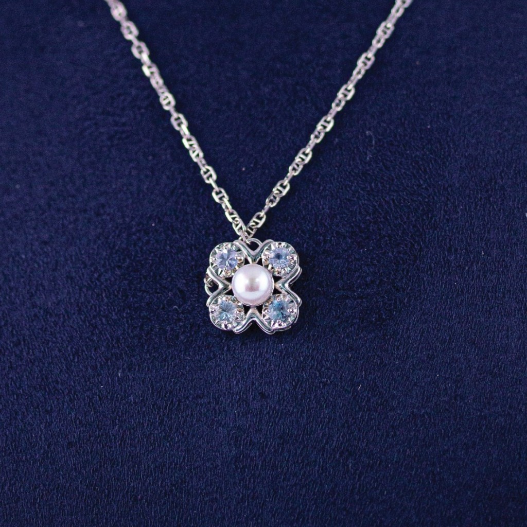 สร้อยคอประดับมุกพลอย Sapphire ทองคำ 9K