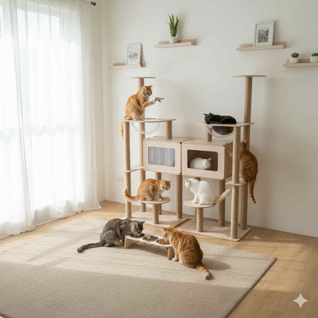 SET-001 คอนโดแมว 145 CM และ ชามแมว