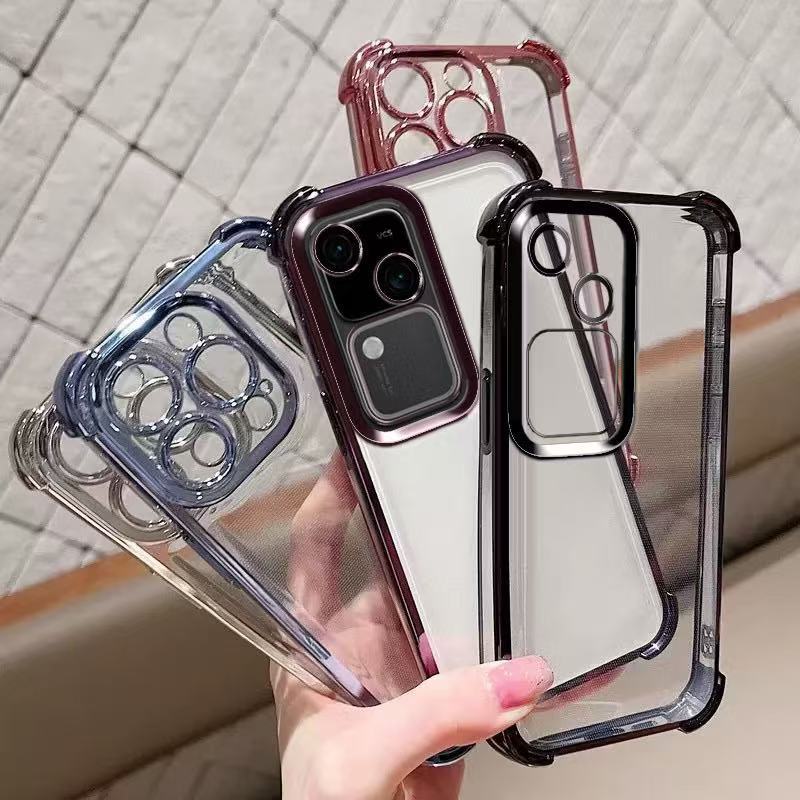 เคสขอบสี เงาหลังใส สำหรับ VIVO Y05 Y11D V70 V60 V50 lite V40 pro V30 V30pro V27 V27pro Y03 Y18 Y17 Y