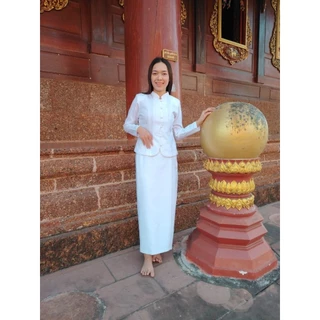 ชุดขาว​โอ​โม่​&ขาวมุกจิตรลดาหรือคอจีน ชุดเข้ารูป​ ผ้า​อ๊อก​ฟอร์ด​งานไม่อัดกาว