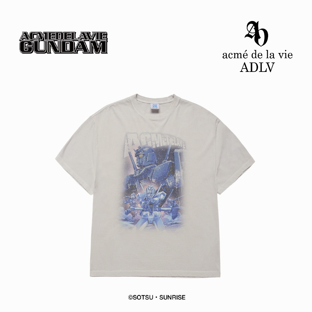 ADLV [acme de la vie] OVERSIZED T-SHIRT MOBILE SUIT GUNDAM OPERATION V PIGMENT WASHING T-SHIRT GREY 