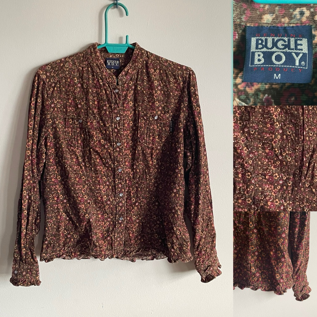 เสื้อเชิ้ตลูกฟูก ลายดอกไม้ bugle boy