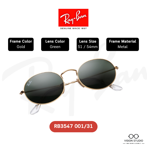 รวมสี/แท้ 100% แว่นกันแดด RayBan RB3547 Oval รับประกัน 2 ปี พร้อมอุปกรณ์ครบ