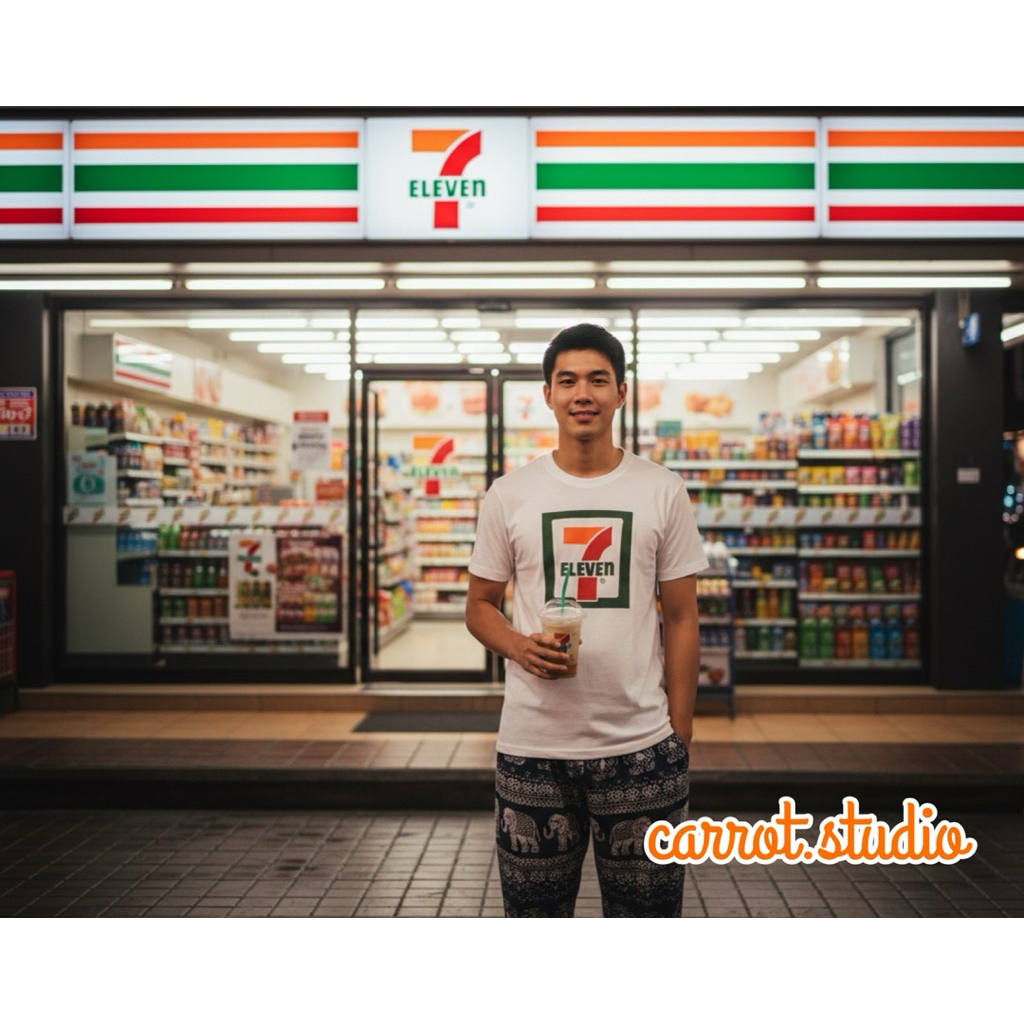 เสื้อยืดคอกลม เซเว่น 7-11 7-Eleven T-Shirt Made in Thailand ผ้านุ่มนิ่ม ยืดได้เยอะ ใส่สบาย ไม่ร้อน ใ