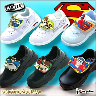NFshoes รองเท้านักเรียนเด็ก อนุบาลชาย ADDA แอ็ดด้า ลายการ์ตูน สไปเดอร์แมน /เบ็นเท็น มีไฟ ผ้าใบเด็ก ไซส์ 25-35 W/H