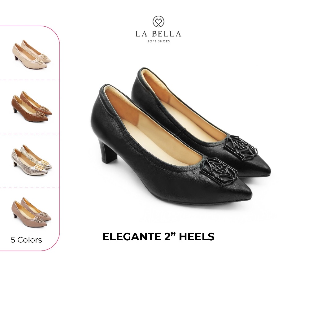 LA BELLA  รองเท้าคัชชูส้นสูงหนังแกะ รุ่น ELEGANTE 2" HEELS 5 สี