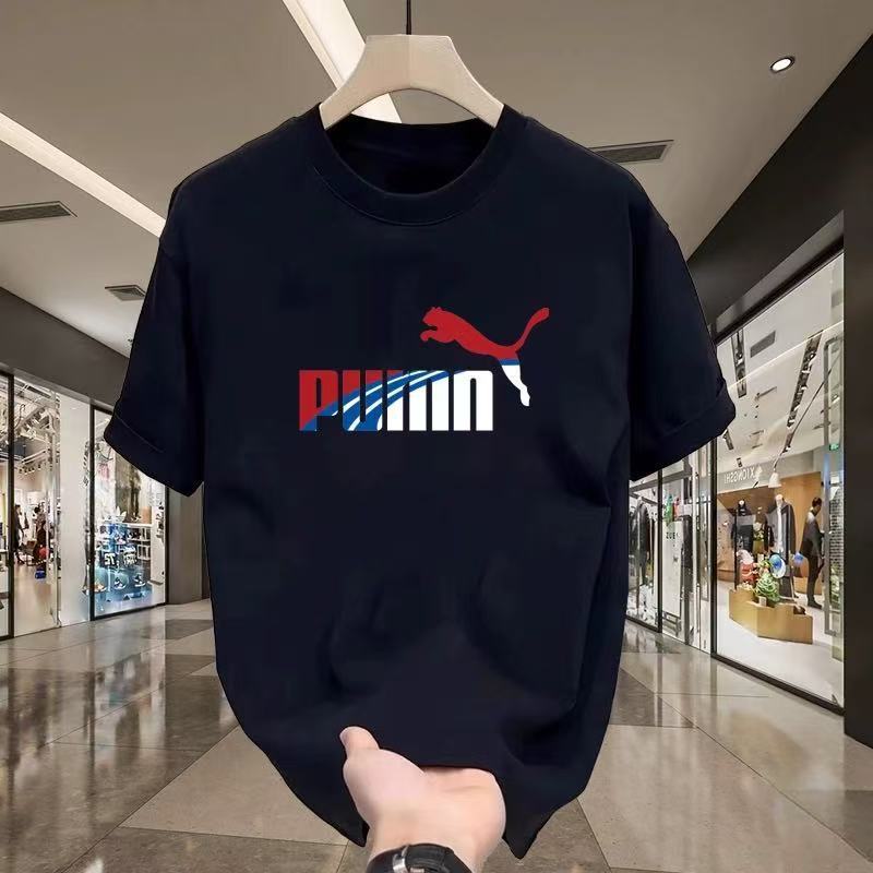 เสื้อยืดชาย t-shirt การพิมพ์การออกแบบที่เรียบง่ายของ Pumn logo เสื้อยืด cotton ใส่สบาย