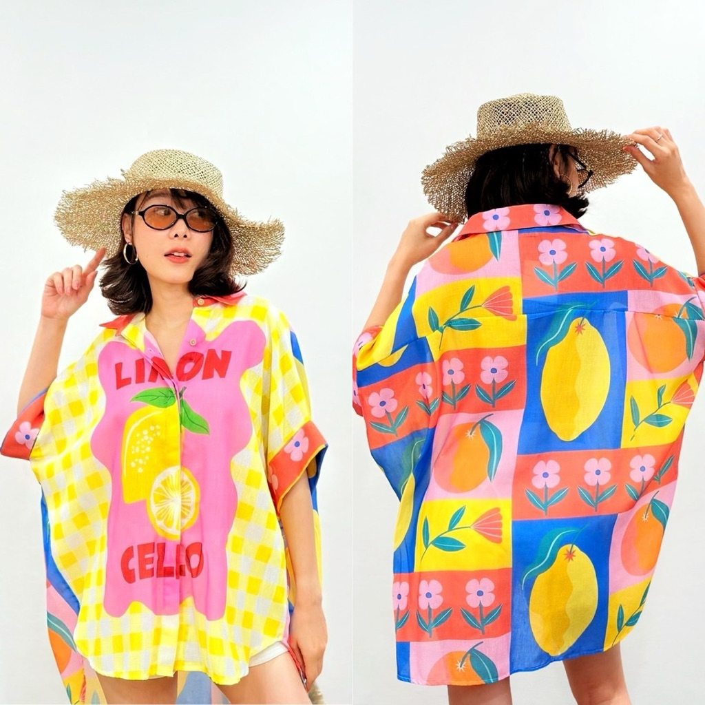 Linen Printed Shirt – Oversize Style เสื้อลินินพิมพ์ลายปริ้น