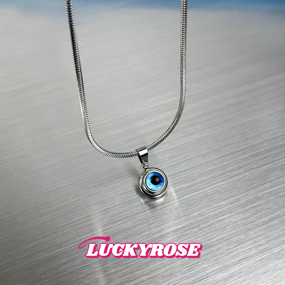 LUCKYROSE สร้อยคอเหล็กไททาเนียม การออกแบบตานางฟ้า ชุบทอง โซ่กระดูกไหปลาร้าประณีต